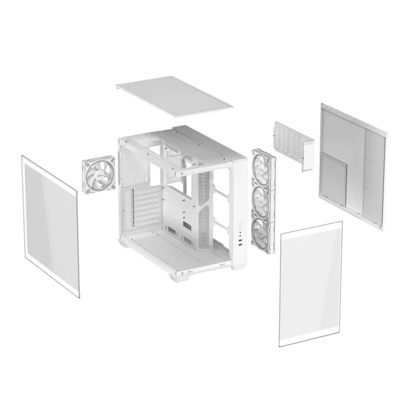ASUS A32 PLUS TG ARGB case per computer, bianco, vetro temperato