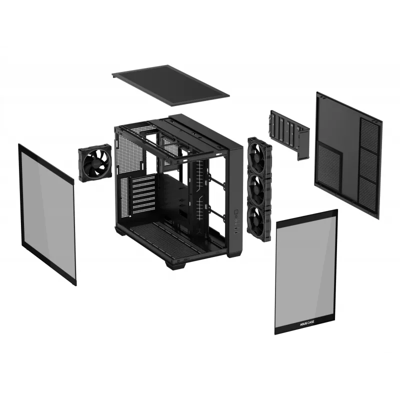 Case PC ASUS A32 PLUS TG ARGB, nero, ATX/micro ATX/Mini-ITX