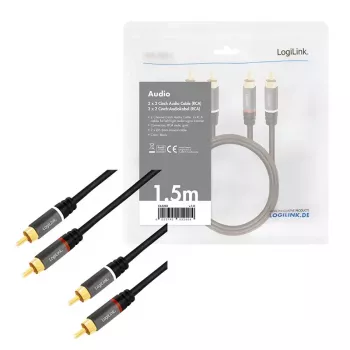 Cavo audio LogiLink CA1203 1,5 m 2x RCA nero