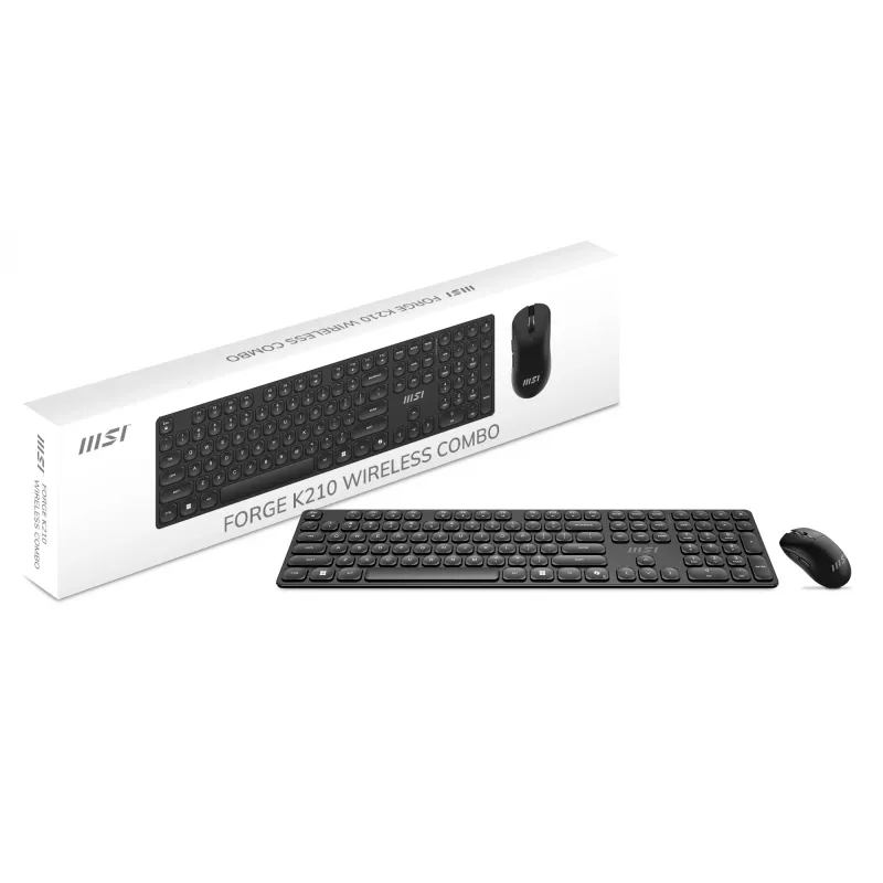 MSI FORGE K210 WIRELESS COMBO tastiera mouse inclusi home/office USB QWERTY US English nero