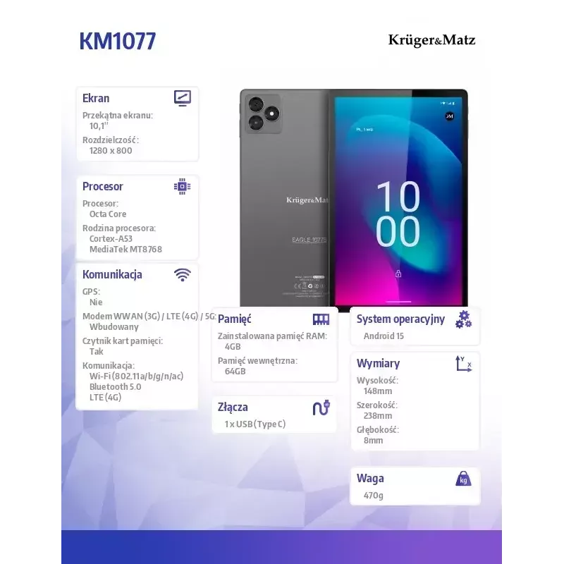 Tablet Kruger & Matz KM1077 display 10,1