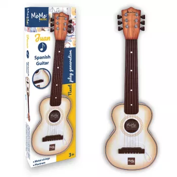 Chitarra giocattolo Dante MeMe Juan per bambini da 3 anni, beige e marrone, strumento musicale per bambini