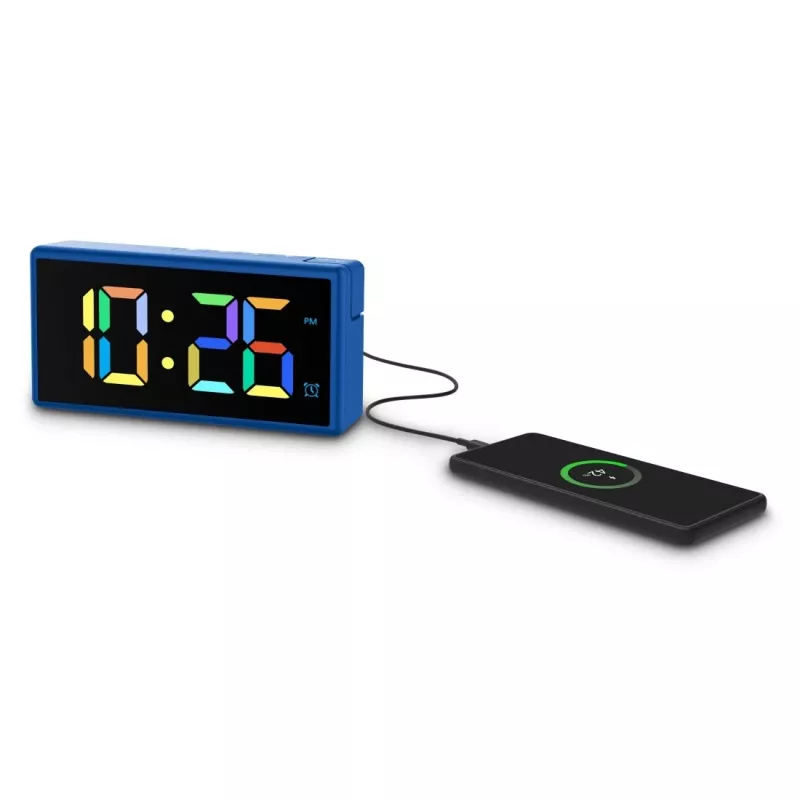 Sveglia digitale Hama Ibiza blu LCD batteria USB 150x34x73mm