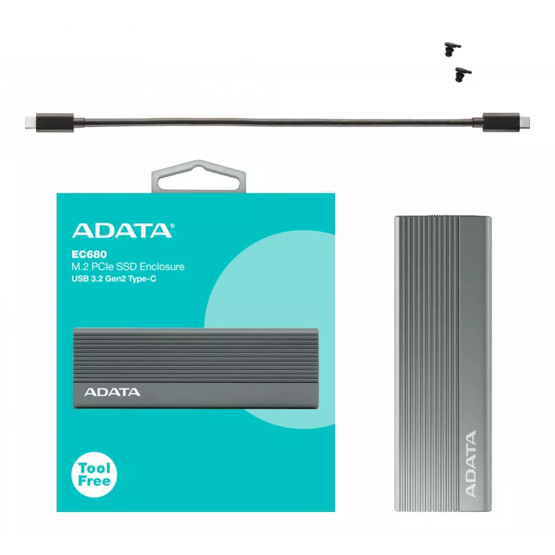 Case per SSD ADATA EC680 grigio M.2 USB Type-C PCIe