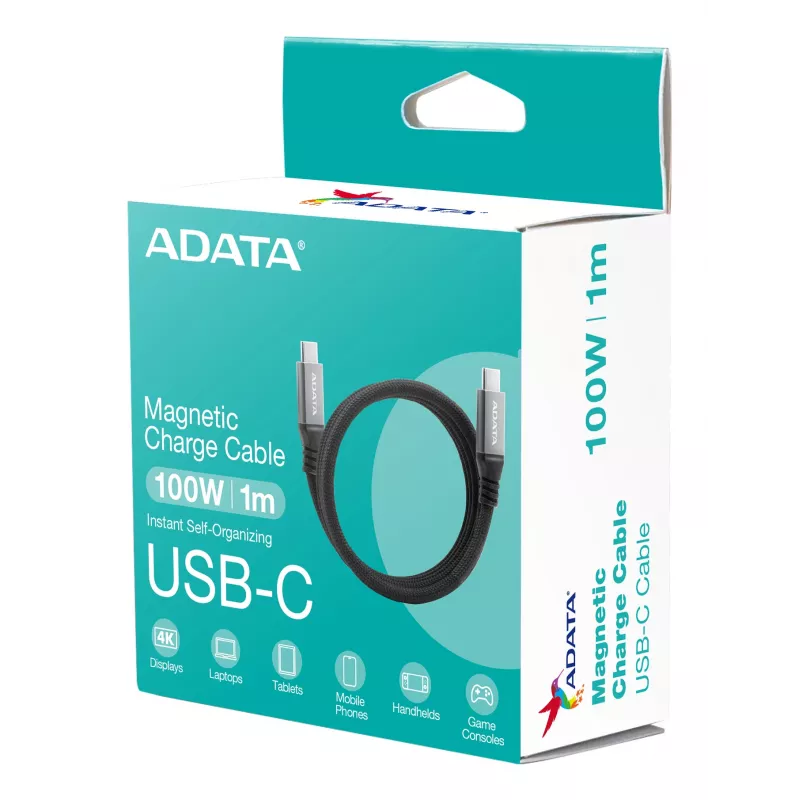 Cavo dati USB C a USB C ADATA CACCU3-100W-100AN-BK — USB 3.2 Gen 2 (10 Gbit/s), 1 m, nero