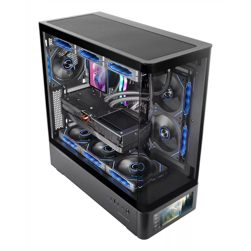 Case per PC TACENS Mars Gaming MCLCDPRO Midi Tower – nero, display IPS 7,2 pollici, alimentatore in basso, supporto ATX/Micro‑ATX/Mini‑ITX