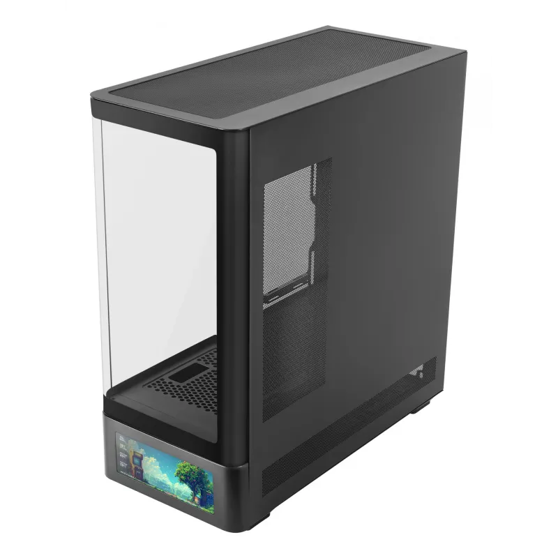 Case per PC TACENS Mars Gaming MCLCDPRO Midi Tower – nero, display IPS 7,2 pollici, alimentatore in basso, supporto ATX/Micro‑ATX/Mini‑ITX