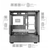 Case per PC TACENS Mars Gaming MCLCDPRO Midi Tower – nero, display IPS 7,2 pollici, alimentatore in basso, supporto ATX/Micro‑ATX/Mini‑ITX