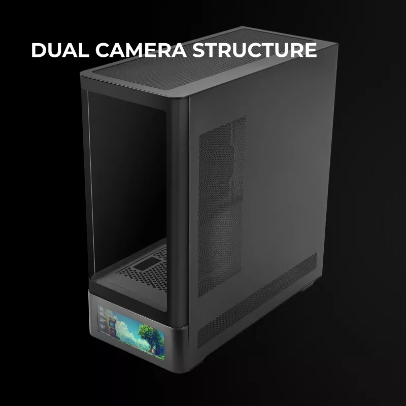 Case per PC TACENS Mars Gaming MCLCDPRO Midi Tower – nero, display IPS 7,2 pollici, alimentatore in basso, supporto ATX/Micro‑ATX/Mini‑ITX