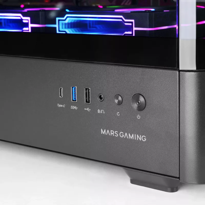 Case per PC TACENS Mars Gaming MCLCDPRO Midi Tower – nero, display IPS 7,2 pollici, alimentatore in basso, supporto ATX/Micro‑ATX/Mini‑ITX