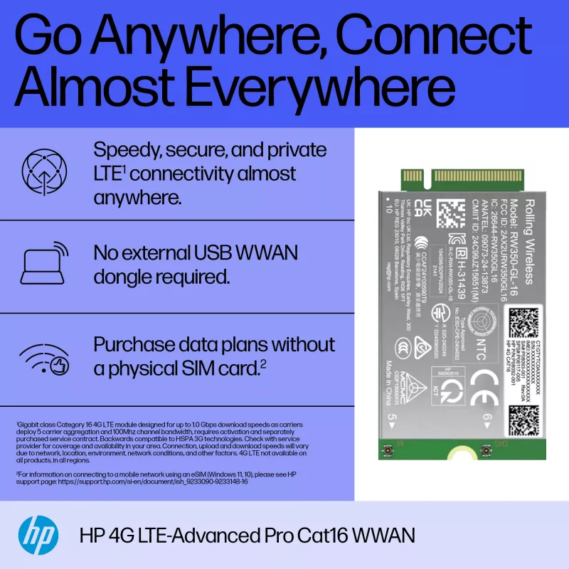 HP 4G LTE-Advanced Pro Cat19 WWAN modulo wireless interno B8BD3AA