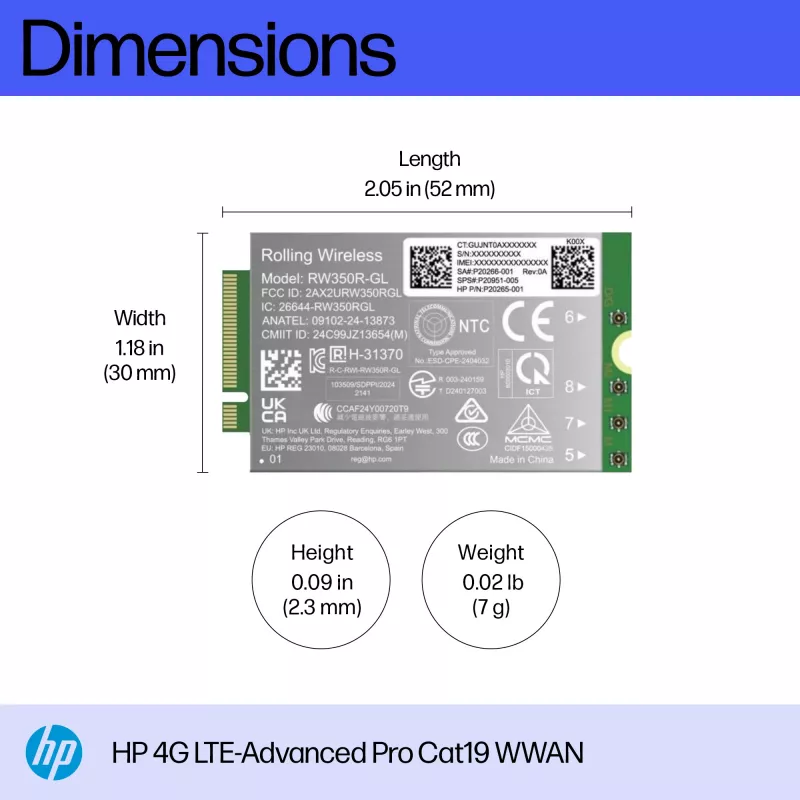 HP 4G LTE-Advanced Pro Cat19 WWAN modulo wireless interno B8BD3AA