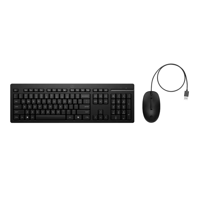 HP 225 set mouse e tastiera con filo, formato completo, USB, nero