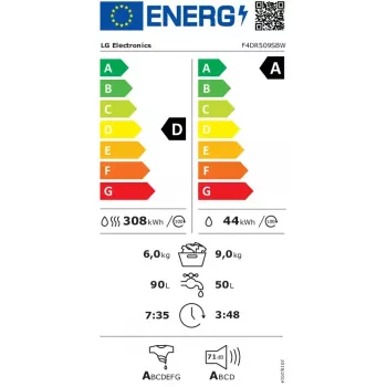 Lavasciuga LG F4DR509SBW a libera installazione a carica frontale nero, bianco