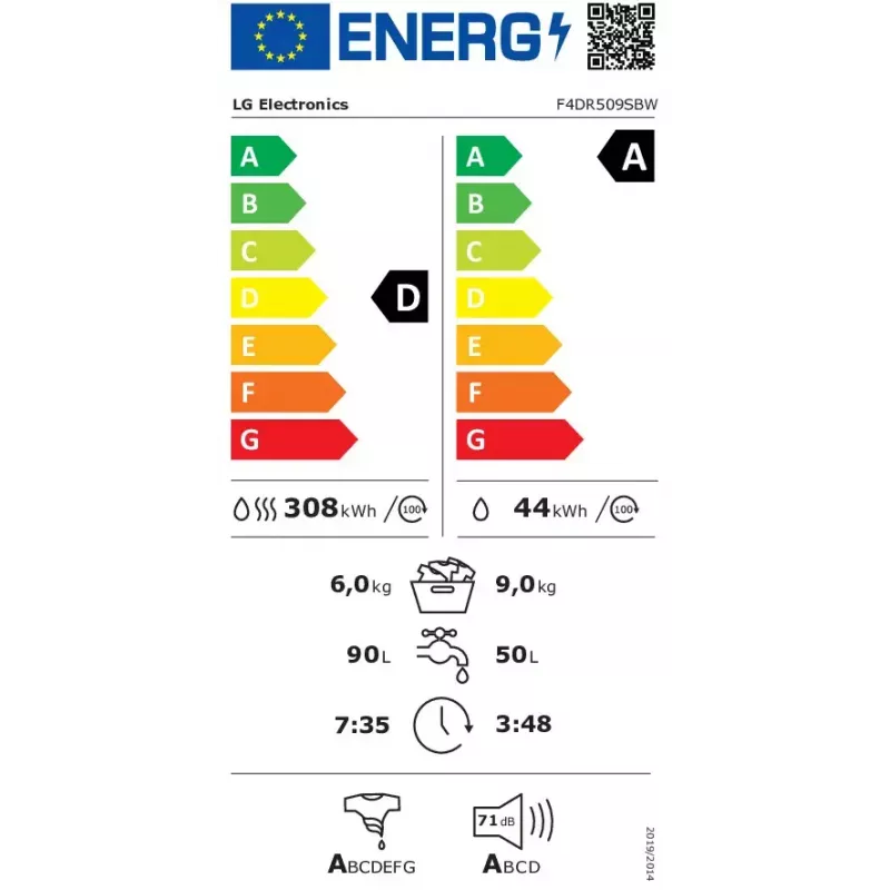 Lavasciuga LG F4DR509SBW a libera installazione a carica frontale nero, bianco