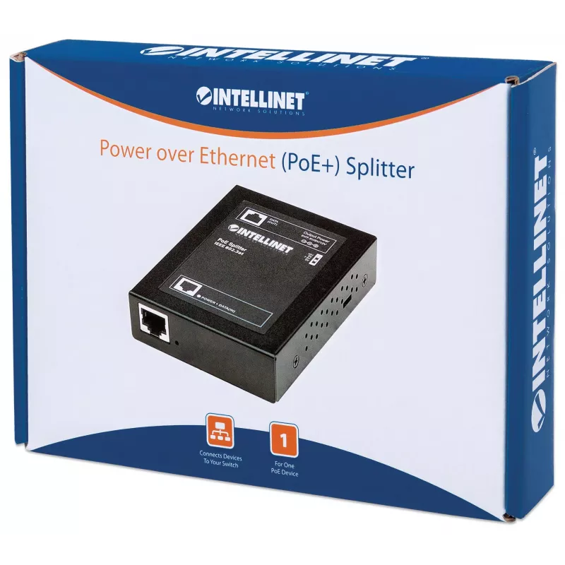 Splitter Power over Ethernet (PoE+) Intellinet, IEEE802.3at, tensione di uscita 5, 7.5, 9 o 12 V DC