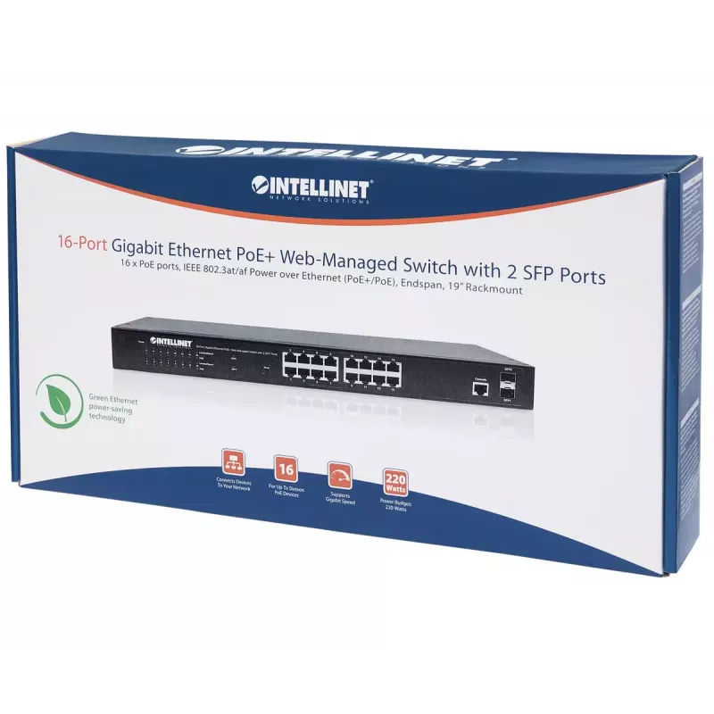 Switch gestito Intellinet 16 porte Gigabit Ethernet PoE+