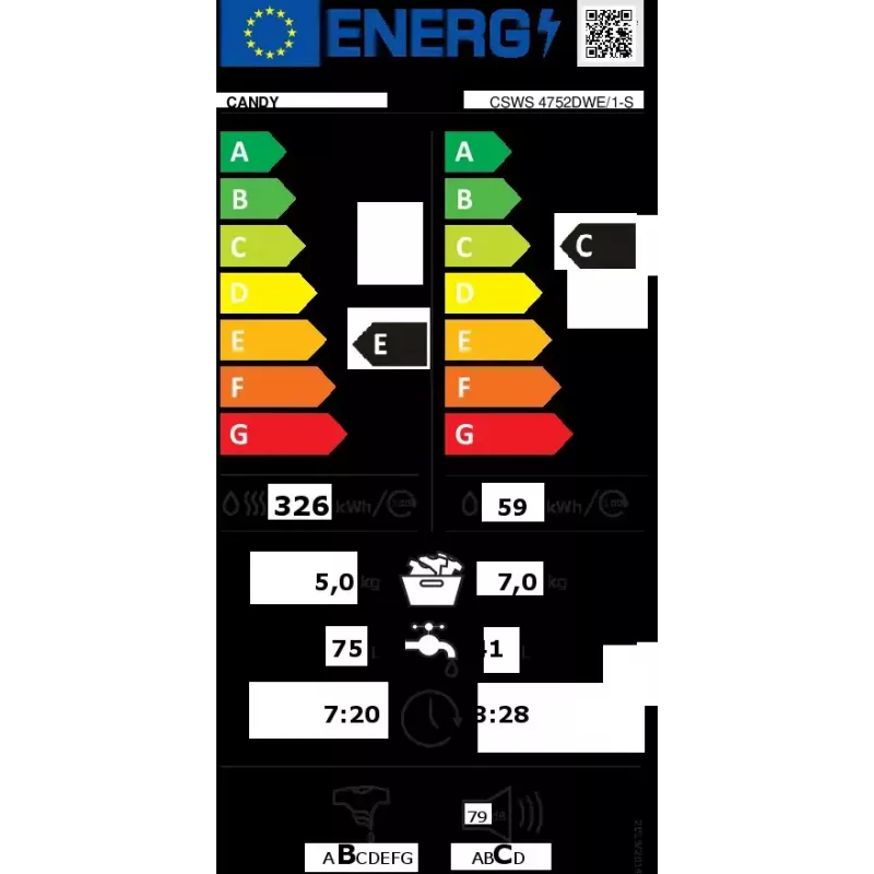 Candy Smart CSWS 4752DWE/1-S Lavasciuga a carica frontale a libera installazione bianca