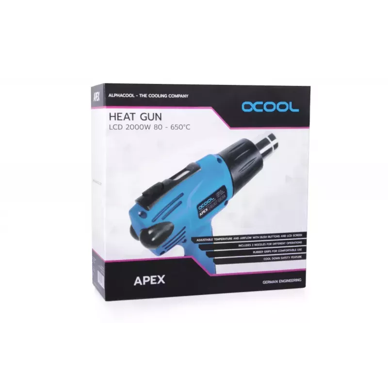 Pistola ad aria calda Alphacool 10178 650 °C 2000 W nero blu