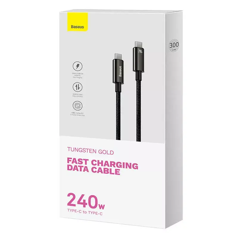 Cavo USB-C a USB-C Baseus Tungsten Gold 240W 3m