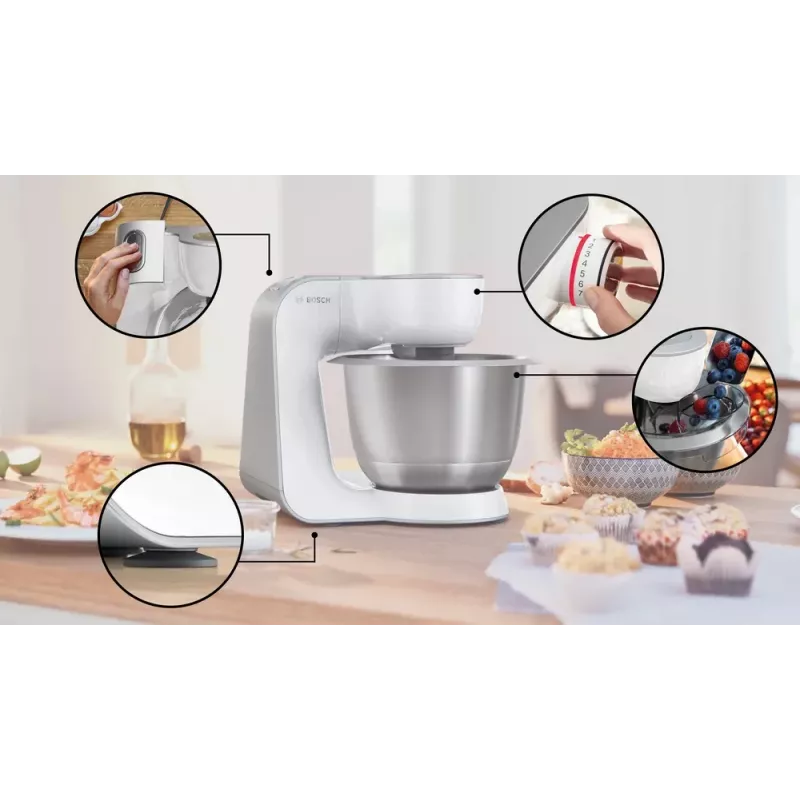 Robot da cucina Bosch Serie 4 MUM58200 — 1000 W, ciotola in acciaio inox 3,9 L, bianco