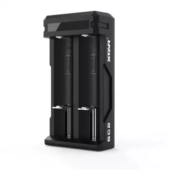 Caricabatterie XTAR SC2 Li-Ion 18650 USB-C 2 slot, alimentazione USB-C, indicatori LED, nero