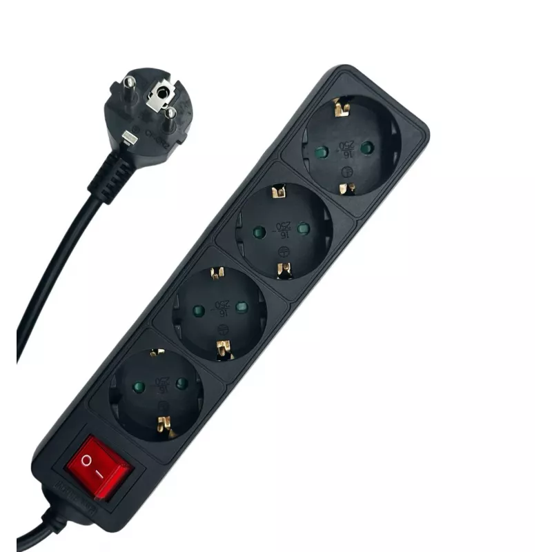 Microconnect MC-GRU0045BS prolunga elettrica 5 m 4 uscite AC per interni nero