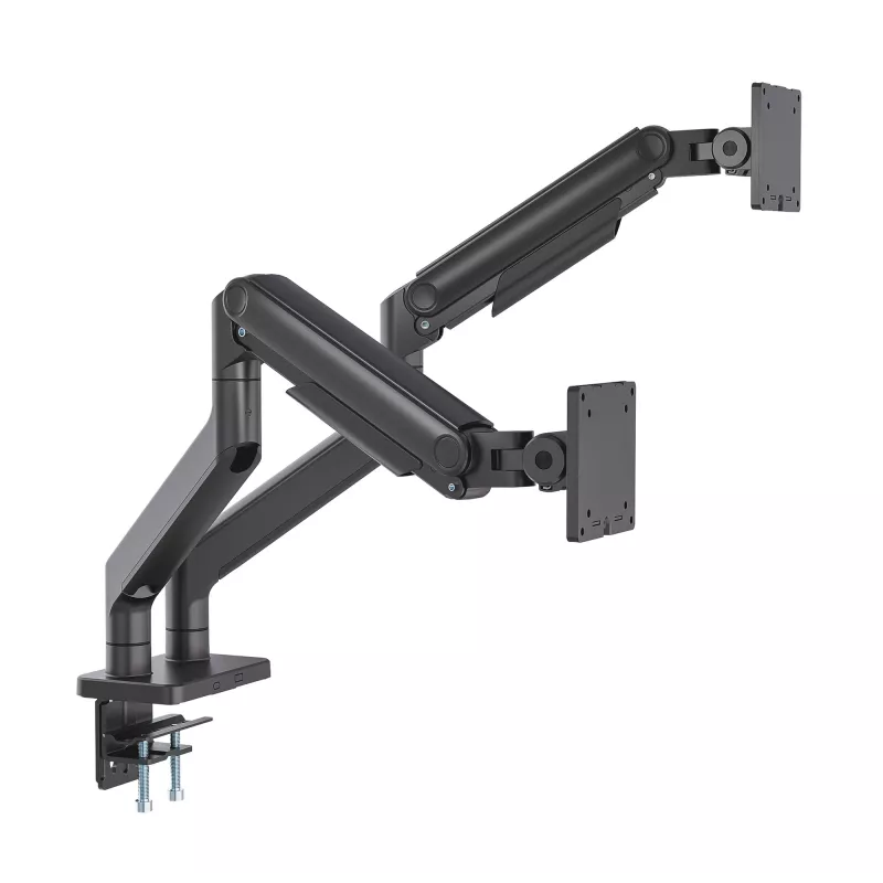 Manhattan supporto da scrivania per TV e monitor, completamente orientabile, braccio a molla, 2 schermi, 13–45 pollici, nero