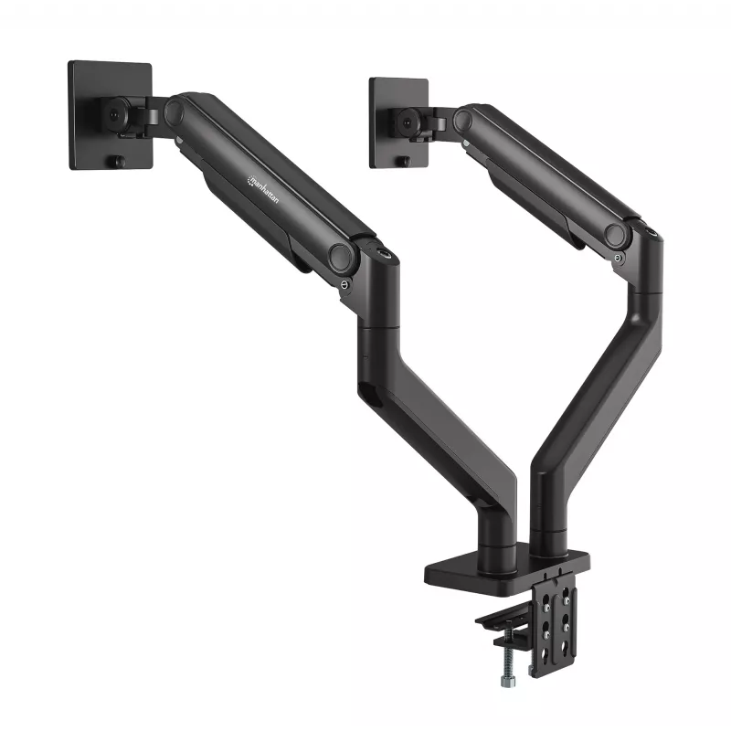 Manhattan supporto da scrivania per TV e monitor, completamente orientabile, braccio a molla, 2 schermi, 13–45 pollici, nero