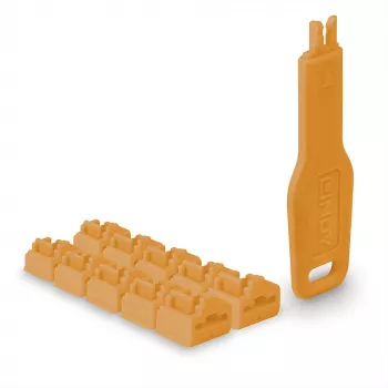 Blocco porte Lindy RJ45 Port Locks arancione 10 pz. + 1 chiave