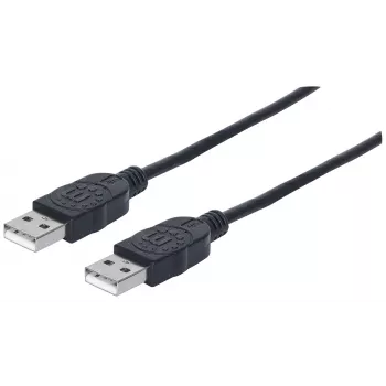 Manhattan cavo USB-A a USB-A, 1 m, maschio a maschio, 480 Mbit/s (USB 2.0), Hi-Speed USB, nero, garanzia a vita, corrisponde a USB2AA1M.