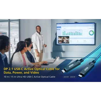 Cavo AOC USB-C ATEN UE3410F-AT, 10 m, USB-C a USB-C, 10 Gbit/s, nero