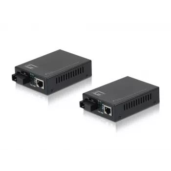 Set convertitore di media LevelOne RJ45 a SC BIDI Fast Ethernet, fibra ottica monomodale, 20 km