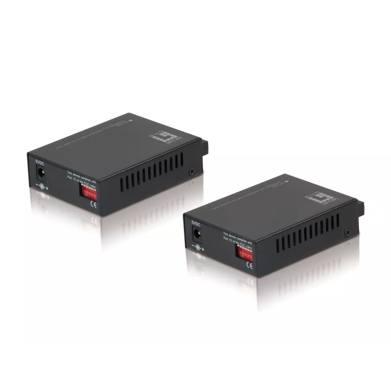 Set convertitore di media LevelOne RJ45 a SC BIDI Fast Ethernet, fibra ottica monomodale, 20 km