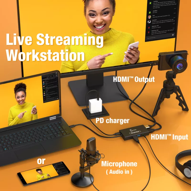 Hub di acquisizione video USB j5create JVA01-N 1920x1080 30Hz nero