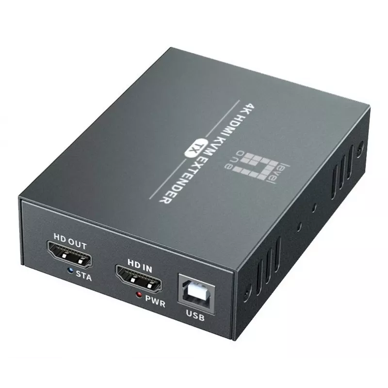 Kit di estensione AV (trasmettitore e ricevitore) LEVELONE HVE-8111, 3840x2160, Cat6, USB-A/USB-B, DC 12V (2 pezzi)
