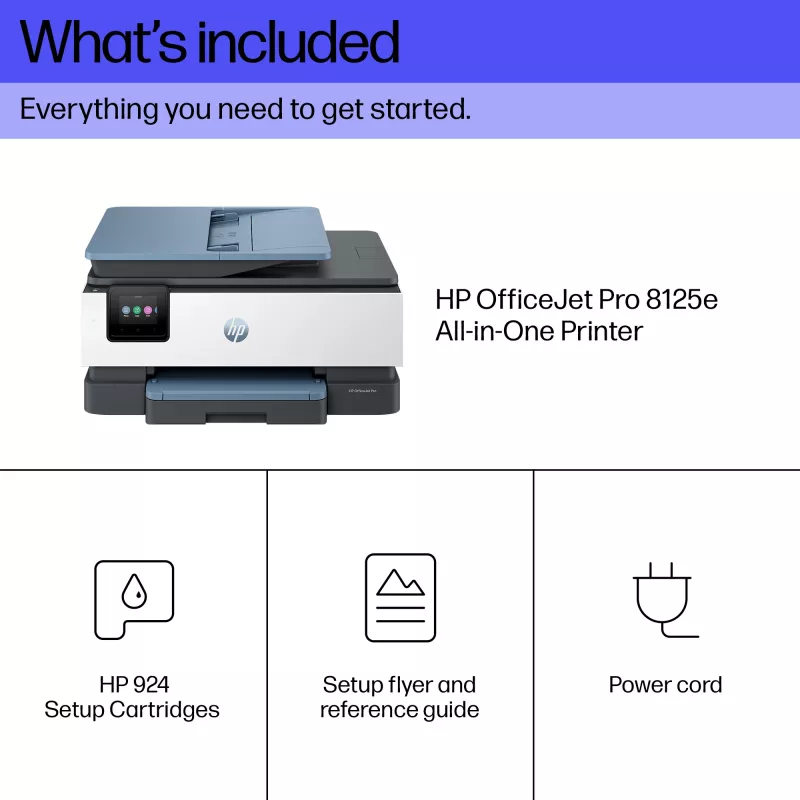 HP OfficeJet Pro 8125e stampante multifunzione a colori wireless, Instant Ink; stampa fronte-retro