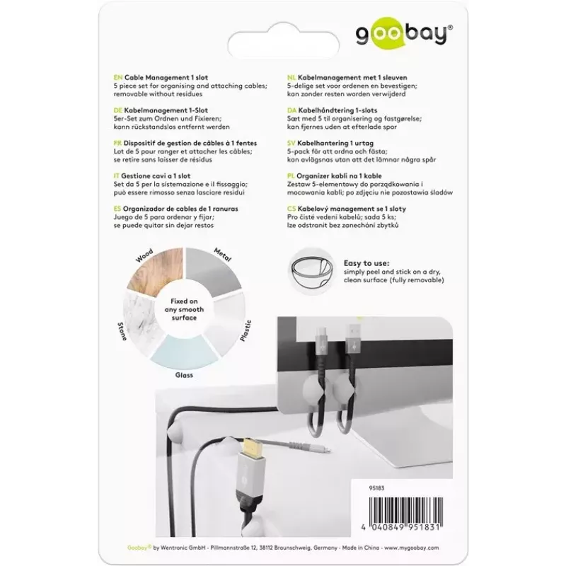 Fermacavi Goobay 95183 bianco 5 pz. universale
