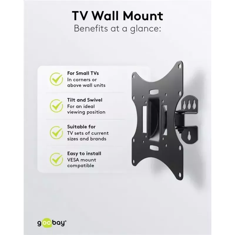 Goobay TV EasyFlex M Supporto a parete inclinabile, nero (51893)
