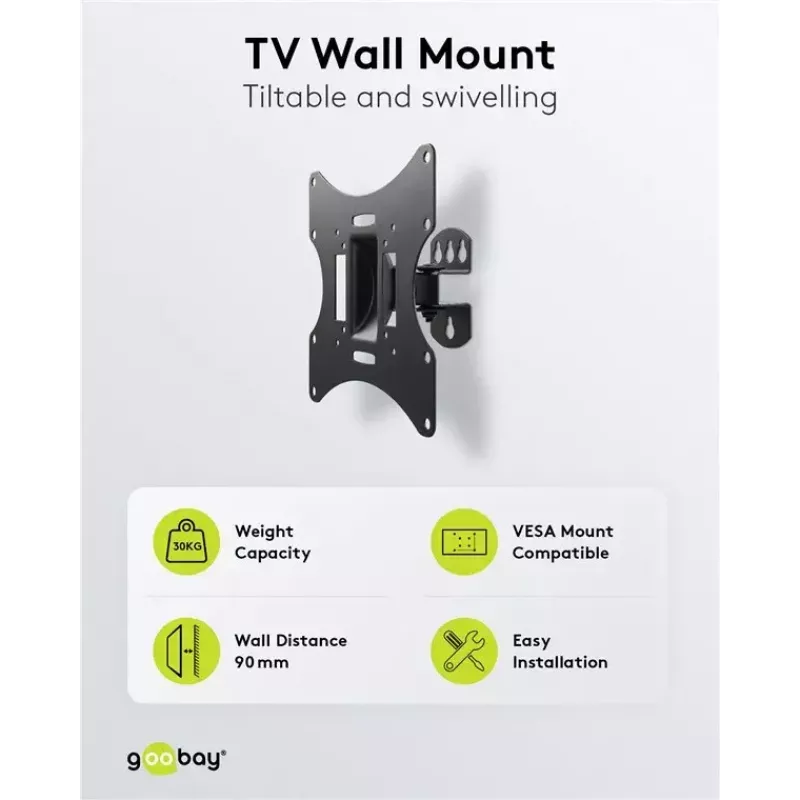 Goobay TV EasyFlex M Supporto a parete inclinabile, nero (51893)