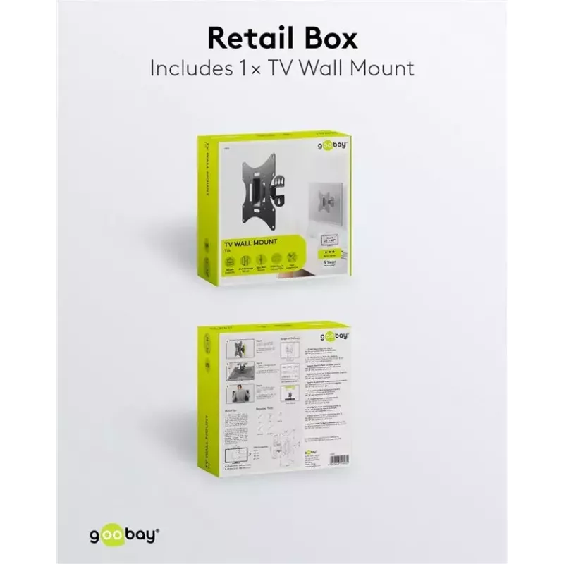 Goobay TV EasyFlex M Supporto a parete inclinabile, nero (51893)