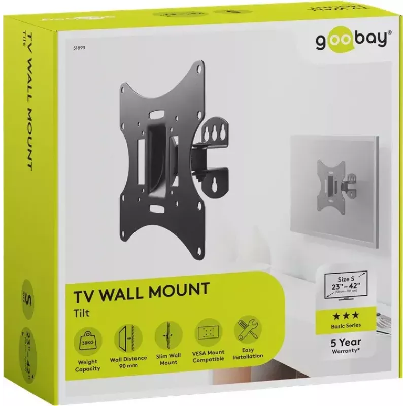 Goobay TV EasyFlex M Supporto a parete inclinabile, nero (51893)