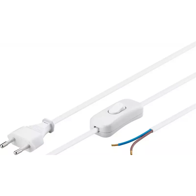 Cavo Goobay con spina Euro per montaggio - con interruttore 1,5 m bianco