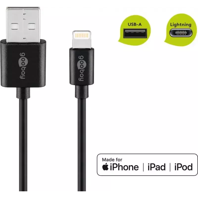 Cavo di ricarica e sincronizzazione Lightning USB Goobay 0,5 m Lightning USB A CE MFi
