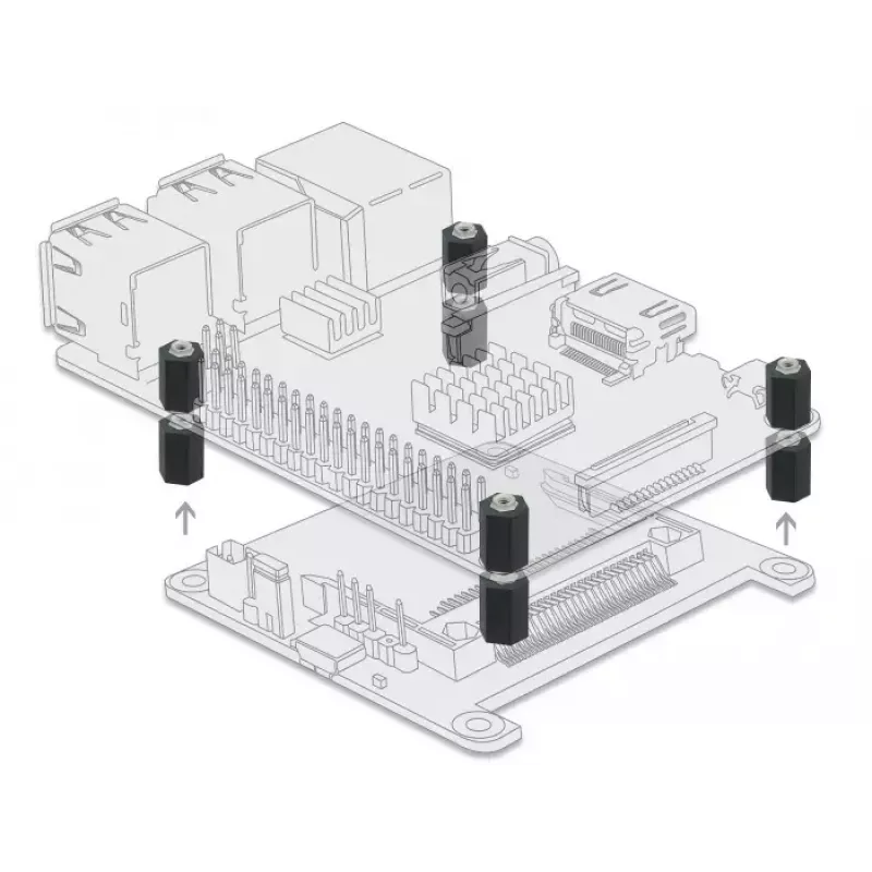 Distanziale M2,5 esagono cavo interno 10 mm nero 4 pezzi DeLOCK 60243