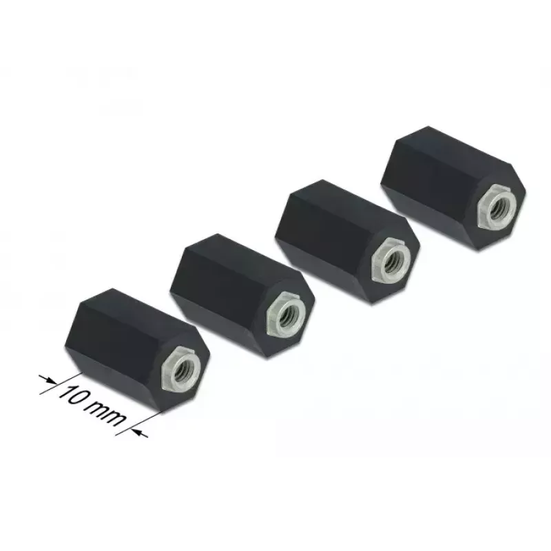 Distanziale M2,5 esagono cavo interno 10 mm nero 4 pezzi DeLOCK 60243