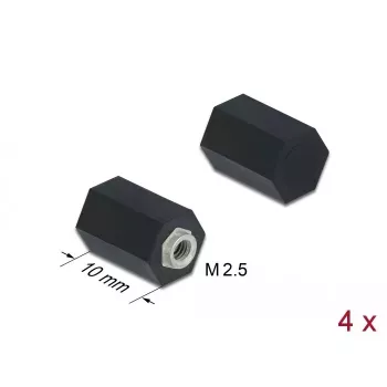 Distanziale M2,5 esagono cavo interno 10 mm nero 4 pezzi DeLOCK 60243