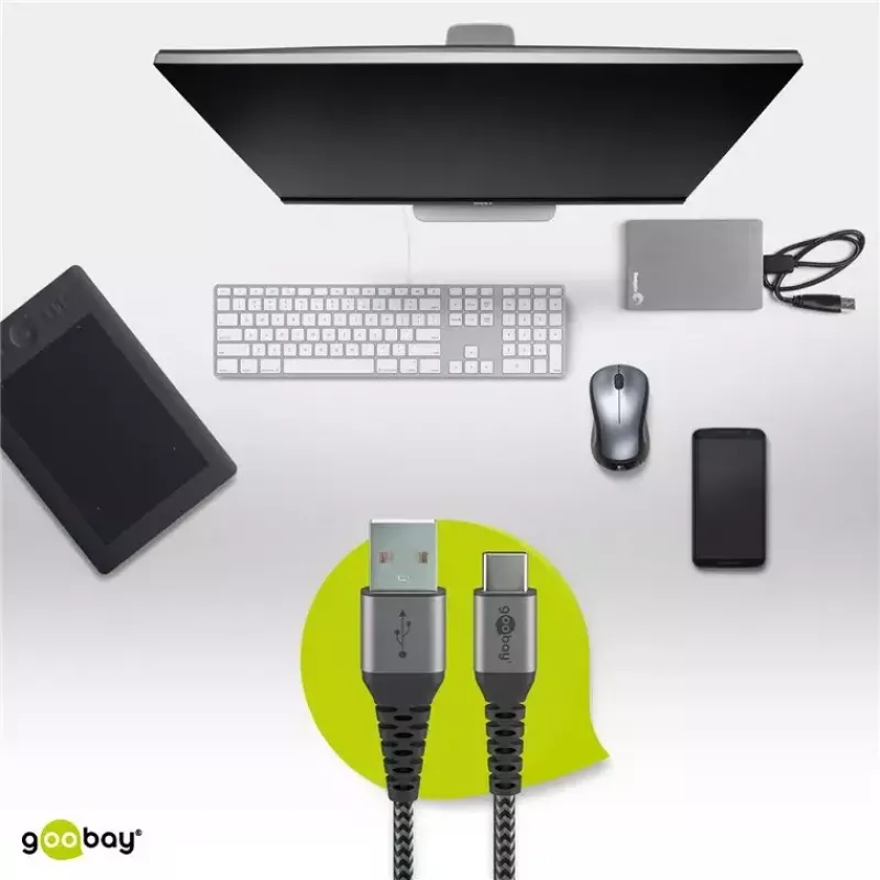Cavo USB Wentronic 49295 USB 2.0 0,5 m USB C USB A nero grigio