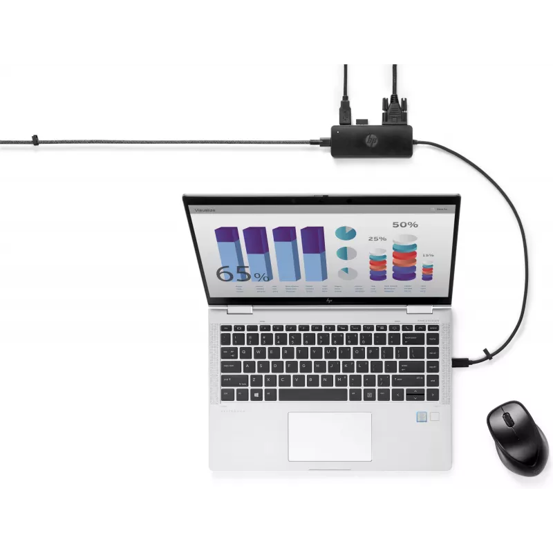 HP USB-C Travel Hub G2, con filo, USB 3.2 Gen 1 (3.1 Gen 1) Type-C, nero, Cina, Windows 10, 107 mm