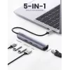 Ugreen CM418 10919 hub USB-C 5 in 1, HDMI 4K 30 Hz, Ethernet, USB 3.0, Power Delivery, alluminio, grigio